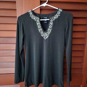 Gap • Embroidered Black Tunic Top, Small